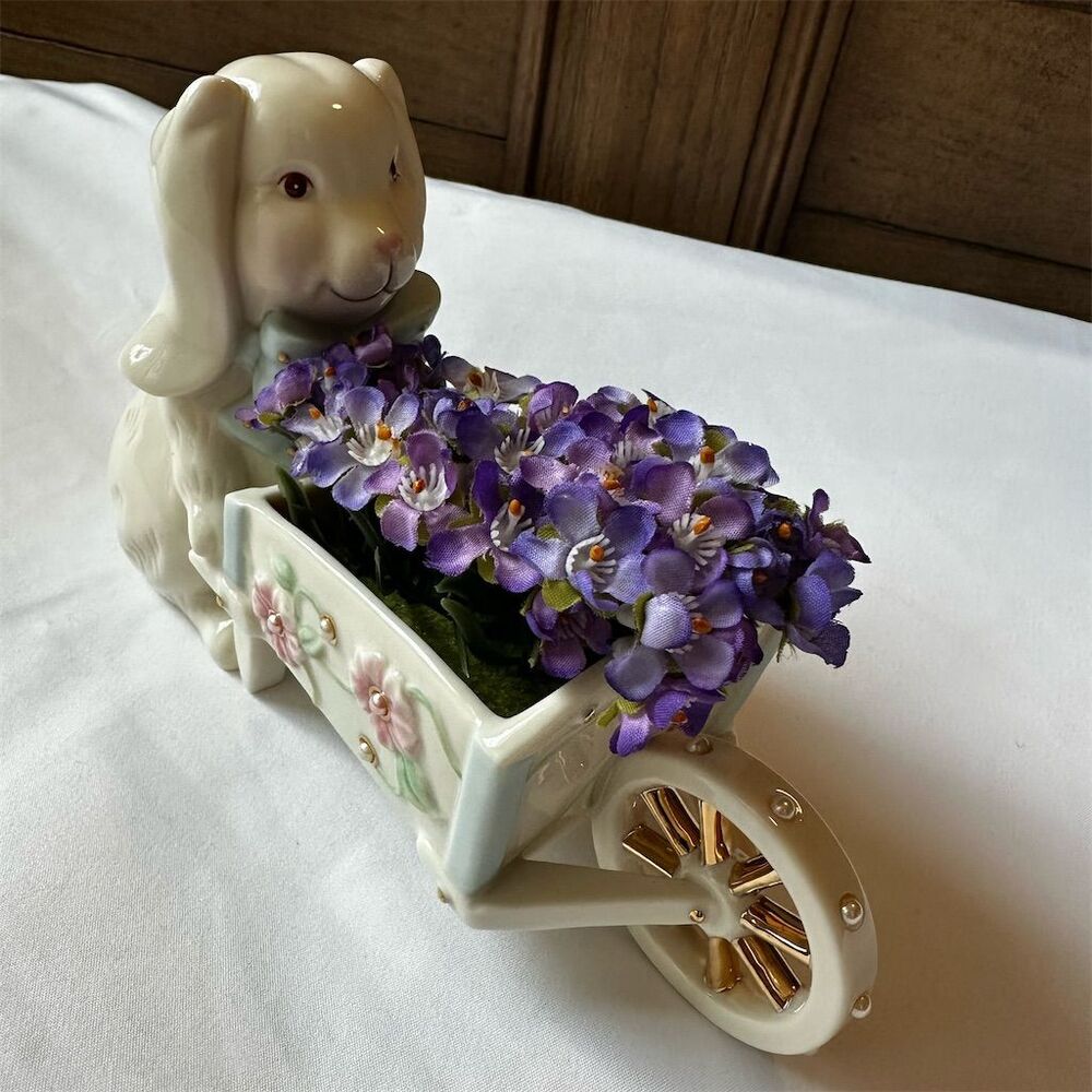 Lenox Petals & Pearls Flopped Eared Bunny Figurine Easter Spring Decor